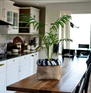 Zebra Print Velvet & Hessian Pot