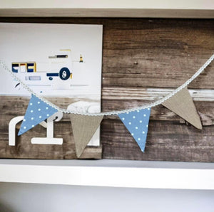 Blue Polka Cotton & Rustic Hessian Bunting