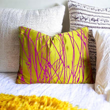 Load image into Gallery viewer, Silk Mustard &amp; Magenta Grasses Cushion
