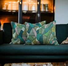 Load image into Gallery viewer, Tribal Print Leaf Sustainable Cotton Cushion
