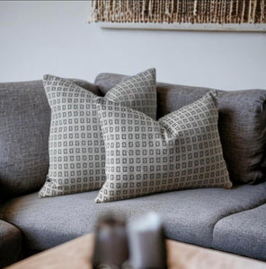 Clay & Charcoal Woven Cushion