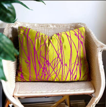 Load image into Gallery viewer, Silk Mustard &amp; Magenta Grasses Cushion
