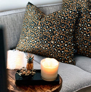 Retro Leopard Print Velvet Cushion