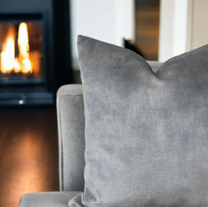 Grey Melange Velvet Cushion