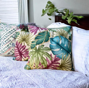 Monstera Velvet Backed Cushion