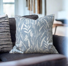 Load image into Gallery viewer, Meadow Grasses Cornflower Blue Cotton Cushion
