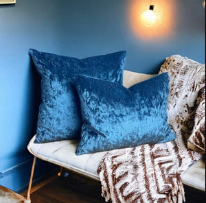 Blue Crushed Velvet Cushion