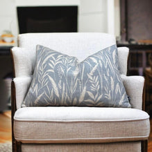Load image into Gallery viewer, Meadow Grasses Cornflower Blue Cotton Cushion
