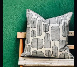 Monochrome Little Leaves Linen Mix Cushion