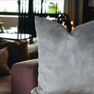 Grey Melange Velvet Cushion