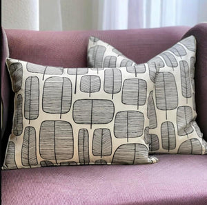 Monochrome Little Leaves Linen Mix Cushion