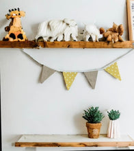 Load image into Gallery viewer, Yellow Polka Cotton &amp; Rustic Hessian Bunting
