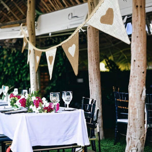 Bleached Linen & Rustic Hessian Bunting With Hearts
