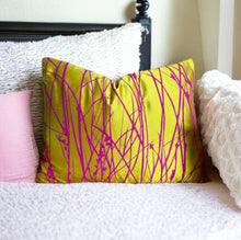 Load image into Gallery viewer, Silk Mustard &amp; Magenta Grasses Cushion
