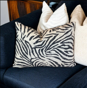 Zebra Print Linen Mix Cushion