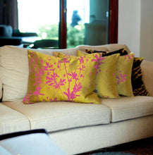 Load image into Gallery viewer, Silk Mustard &amp; Dusky Pink Floral Cushion
