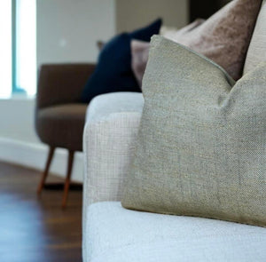 Pistachio With Gold Husk Linen Mix Cushion