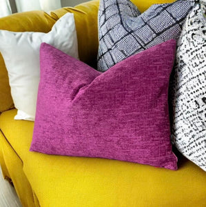 Cerise Velvet Chenille Cushion