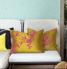 Load image into Gallery viewer, Silk Mustard &amp; Dusky Pink Floral Cushion
