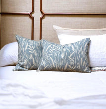 Load image into Gallery viewer, Meadow Grasses Cornflower Blue Cotton Cushion

