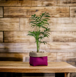 Cerise Italian Milled Wool & Hessian Pot