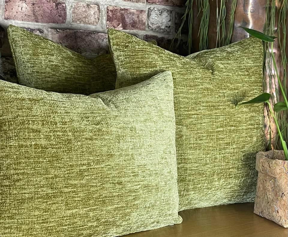 Moss Green Velvet Chenille Cushion