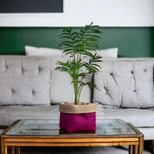 Load image into Gallery viewer, Cerise Italian Milled Wool &amp; Hessian Pot
