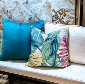 Monstera Velvet Backed Cushion