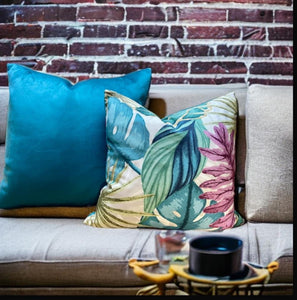 Monstera Velvet Backed Cushion