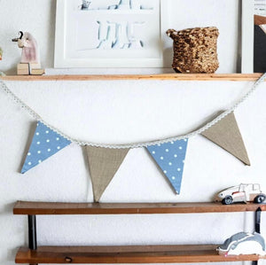 Blue Polka Cotton & Rustic Hessian Bunting