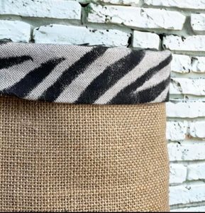 Linen Mix Zebra & Hessian Pot