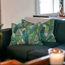 Load image into Gallery viewer, Tribal Print Leaf Sustainable Cotton Cushion
