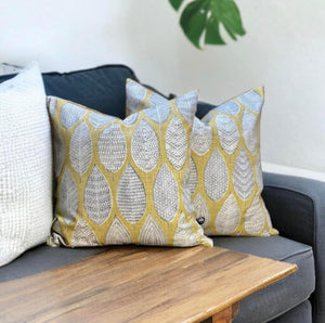 Quince Block Leaf Sustainable Cotton Cushion