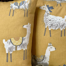 Load image into Gallery viewer, Llama Love Ochre Cotton Cushion
