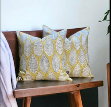 Load image into Gallery viewer, Quince Block Leaf Sustainable Cotton Cushion
