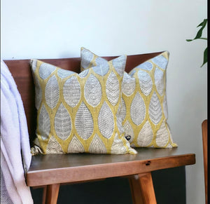 Quince Block Leaf Sustainable Cotton Cushion