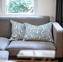 Load image into Gallery viewer, Meadow Grasses Cornflower Blue Cotton Cushion
