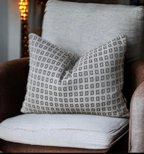 Load image into Gallery viewer, Clay &amp; Charcoal Woven Cushion

