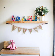 Load image into Gallery viewer, Rustic Hessian Bunting With Pink Patchwork Hearts
