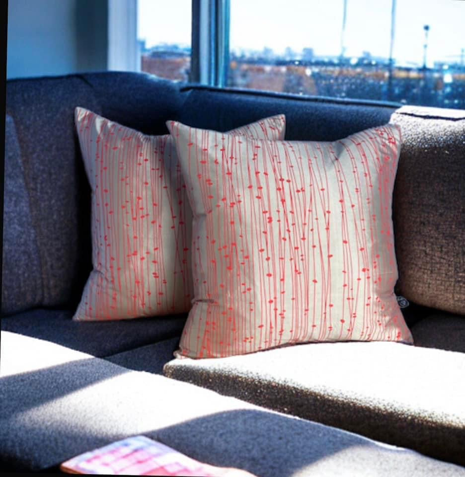 Gold & Red Silk Cushion
