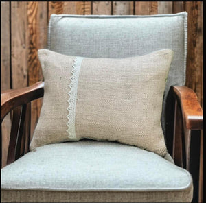 Hessian & Lace Cushion