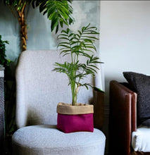 Load image into Gallery viewer, Cerise Italian Milled Wool &amp; Hessian Pot
