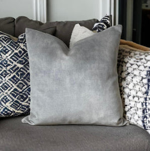 Grey Melange Velvet Cushion