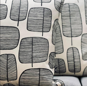 Monochrome Little Leaves Linen Mix Cushion