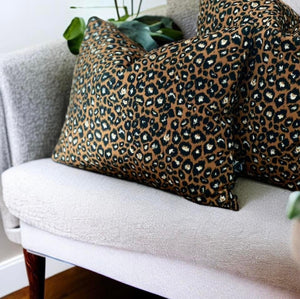 Retro Leopard Print Velvet Cushion