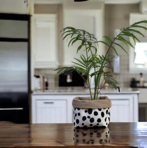 Dalmation Print Velvet & Hessian Pot