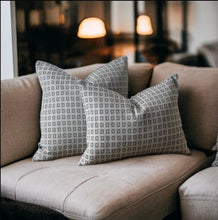 Load image into Gallery viewer, Clay &amp; Charcoal Woven Cushion
