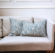 Load image into Gallery viewer, Meadow Grasses Cornflower Blue Cotton Cushion
