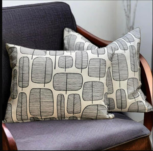 Monochrome Little Leaves Linen Mix Cushion
