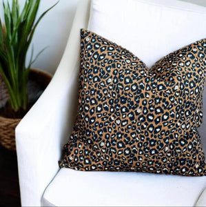 Retro Leopard Print Velvet Cushion